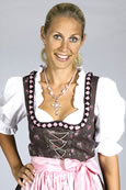 Langes Wiesn-Dirndl (Braun mit Rosa)