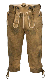 Kniebundlederhose - Bayerische, knielange Bundlederhose (hier ohne Hosen-Träger)